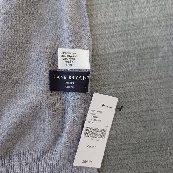 Lane Bryant Scarf Gray Knit Casual Academia Preppy Oversized Minimal Classic 86" - Picture 2 of 6